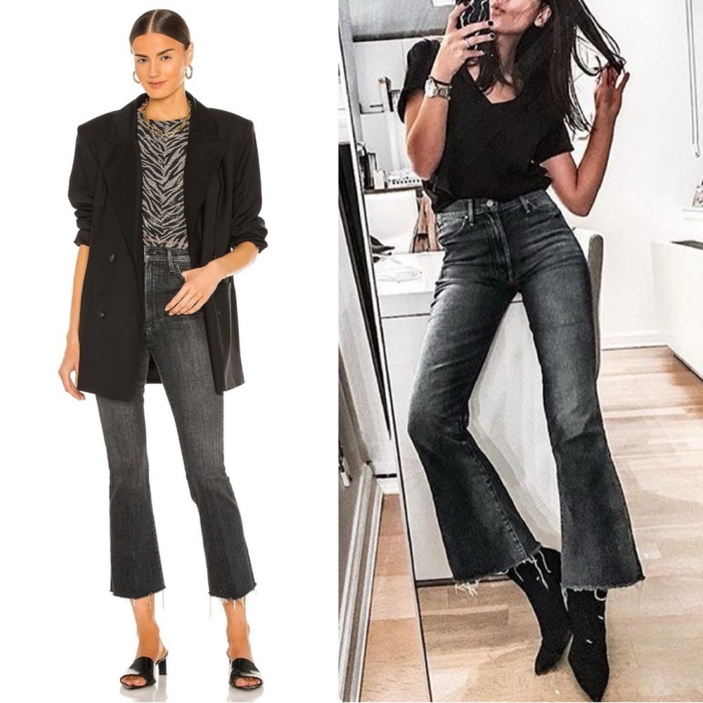 Mother The Hustler Ankle Fray in Sharing Secrets 24 Grey Jeans Raw Hem